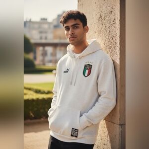 Puma Italia Speckled White Hoodie